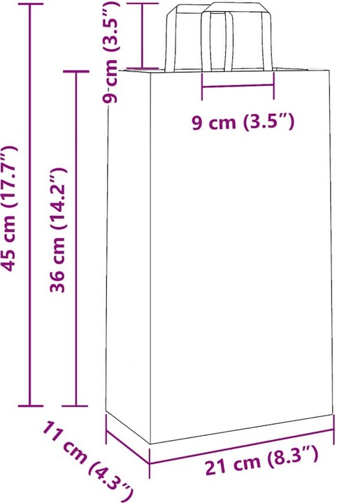 Produktbild VidaXL Kraftpapiertüten 250 Stk. mit Henkel Grün 21x11x36 cm Papiertüte (Geschenktüte, 250 x)