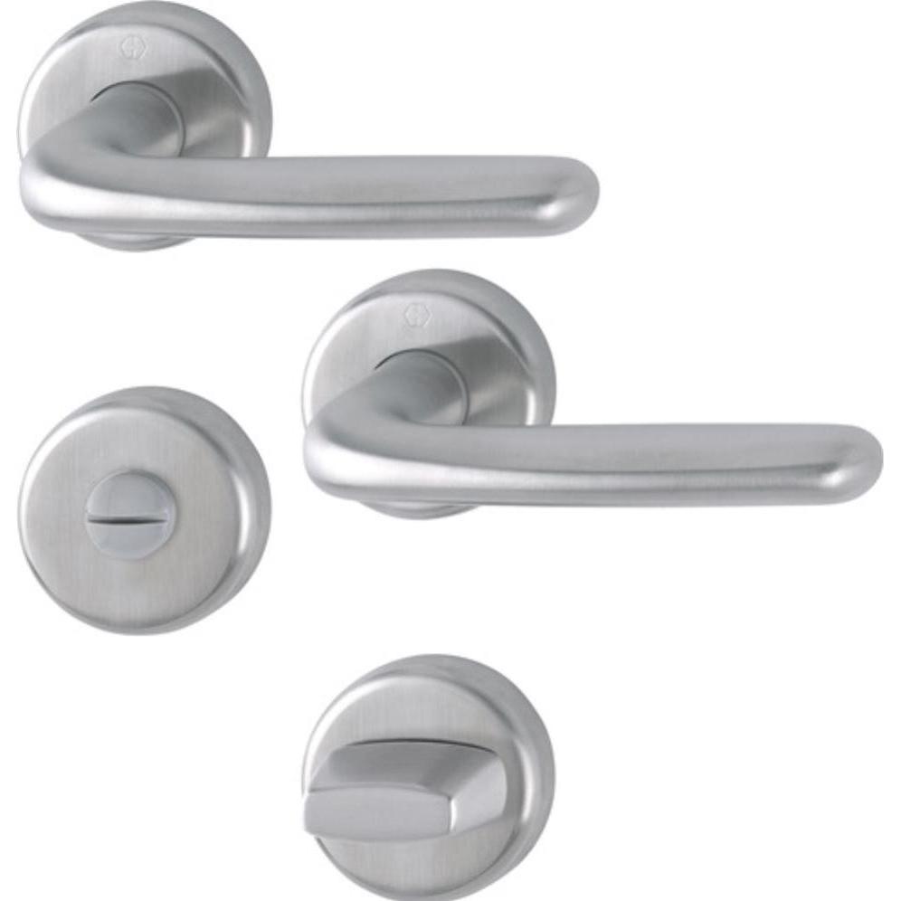 Hoppe, Türgriff + Fenstergriff, Rosettengarnitur Cardiff E1850Z/17KV/17KVS Edelstahl F69 rund SK/OL DIN links / rechts D...