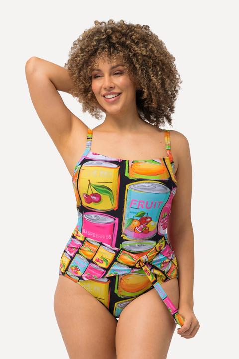 Image du produit Ulla Popken Maillot de bain avec bonnets souples, matière recyclée, imprimé boîtes de conserve (56)