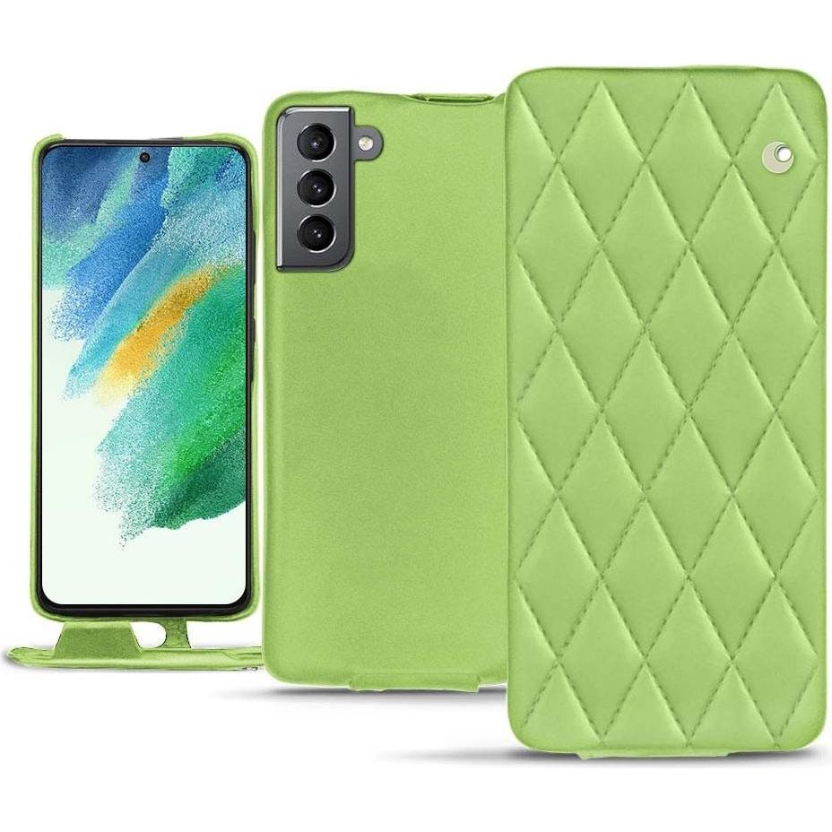 Noreve Lederschutzhülle vertikal (Samsung Galaxy S21 FE), Smartphone Hülle, Grün