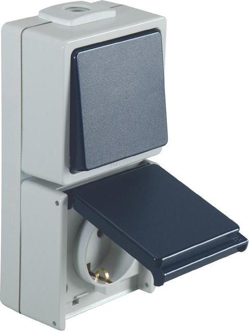 Actual product image HP Autozubehör Moisture-resistant switch 250V AC/10/16A 250 / 50 V / Hz 10 / 16 A IP54 with socket