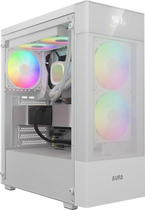Gamdias Boitier Moyen Tour ATX Aura GC5 Elite RGB avec panneau vitré (Blanc) (ATX)