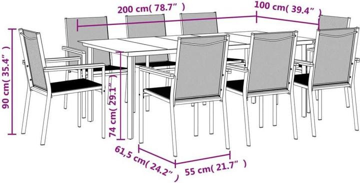 Produktbild vidaXL Garten Essgruppe (200 x 100 x 74 cm)