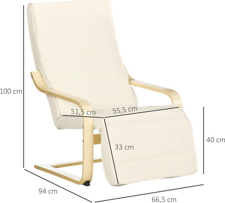 Produktbild Homcom Relaxsessel Polyester, Birkenholz Cremeweiss