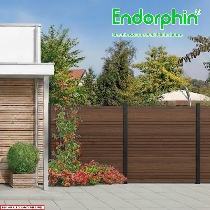 Produktbild Endorphin -Rhombuszaun Kiefer braun 4 Element 180x180cm 5 anthrazit Pfosten 7x7x235cm