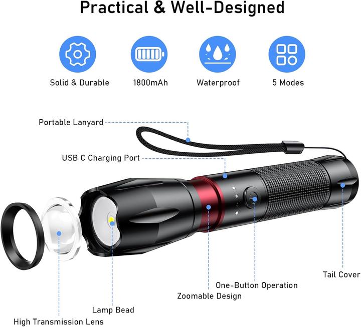 Produktbild LS LED Taschenlampe Akku K9 (14.90 cm, 2000 lm)