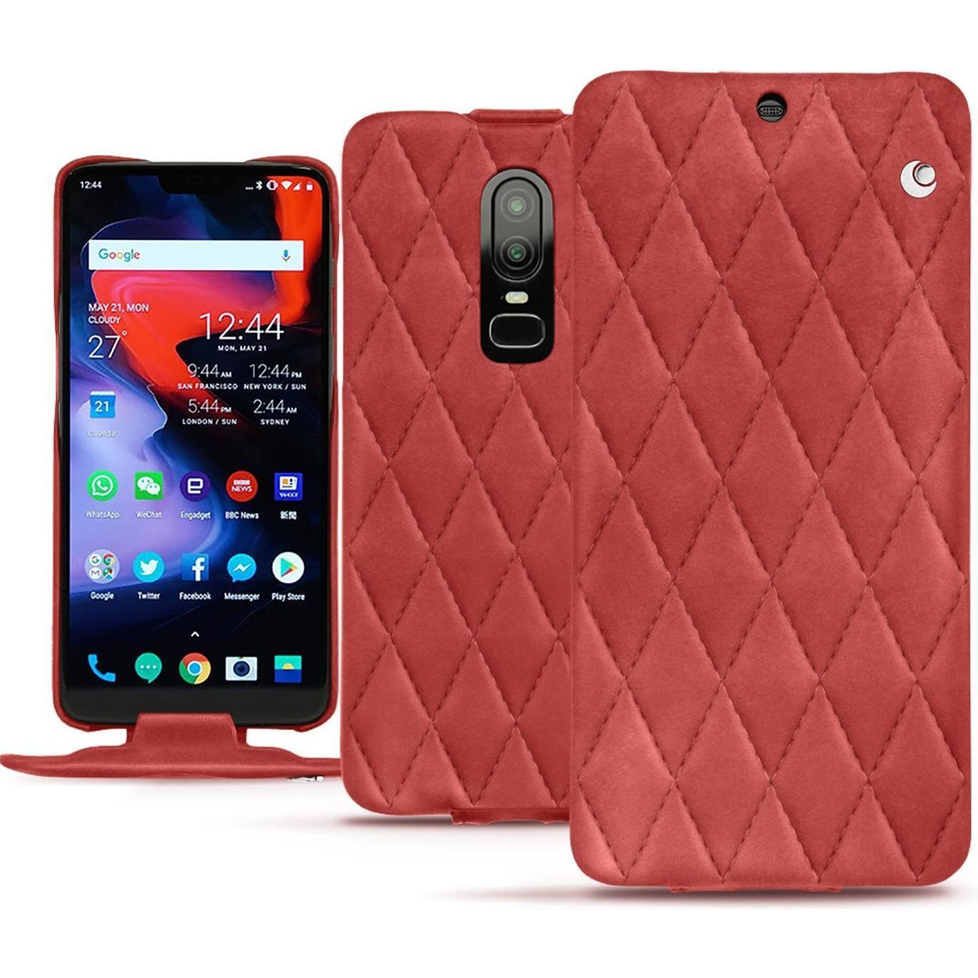 Noreve Lederschutzhülle vertikal (OnePlus 6), Smartphone Hülle, Rot