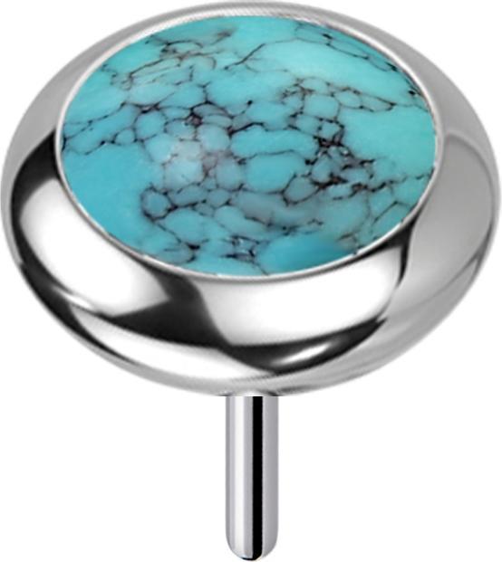 Image du produit Star Piercing Threadless argent disque arrondi turquoise pierre (Titane, Minéral, sans laiton)