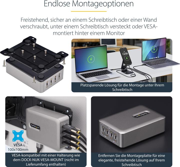 Produktbild StarTech .com 424DEU-USB-C-CHARGER, Drinnen, AC, 28 V, 1,8 m, Grau (240 W)