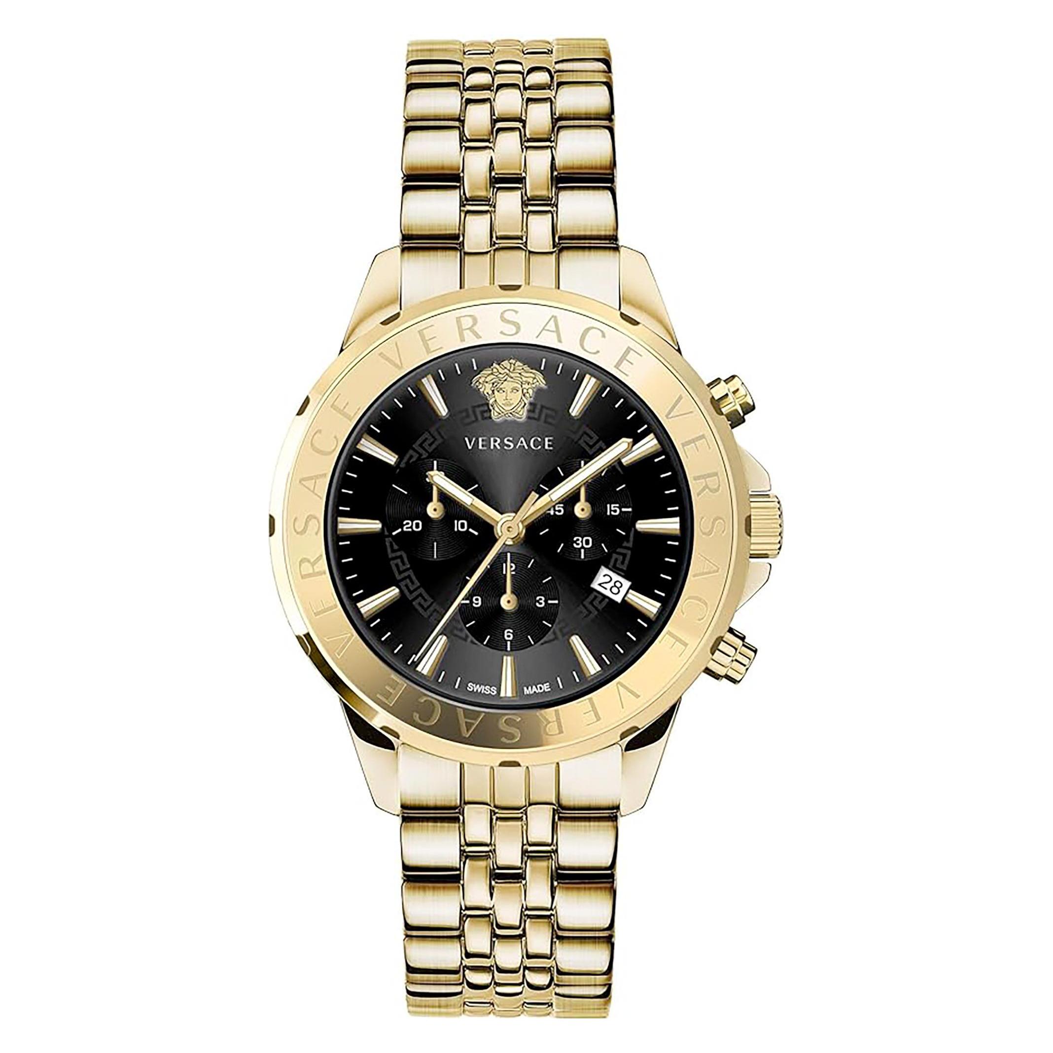 Versace, Armbanduhr, VEV602123 Signature, Gold, (Swiss Made, Chronograph, 44 mm)