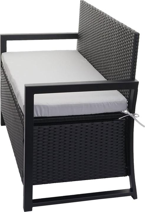 Produktbild Swisshandel24 Poly-Rattan 2er Sitzbank, Gartenbank Truhenbank, Staufach Aufbewahrung Sitzkissen - anthrazit, Kisse