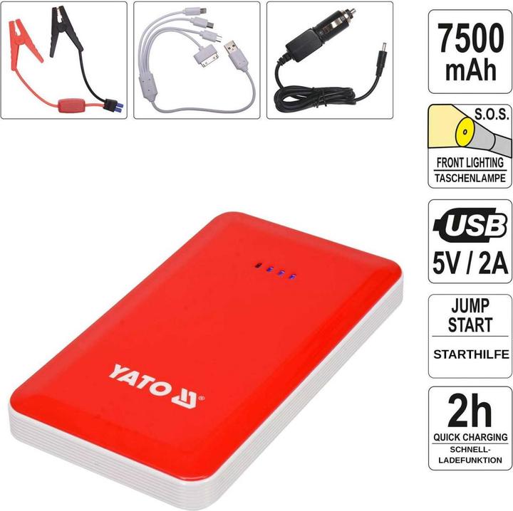 Actual product image Yato Multifunctional car battery charger (7500 mAh, 27.75 Wh)