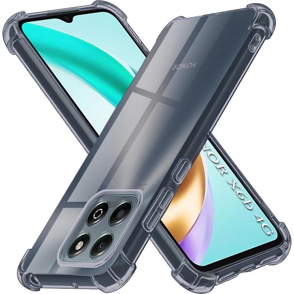 Techsuit - Shockproof Clear Silicone - Honor X6b - Smoke Black (Honor X6), Cover smartphone, Nero, Trasparente