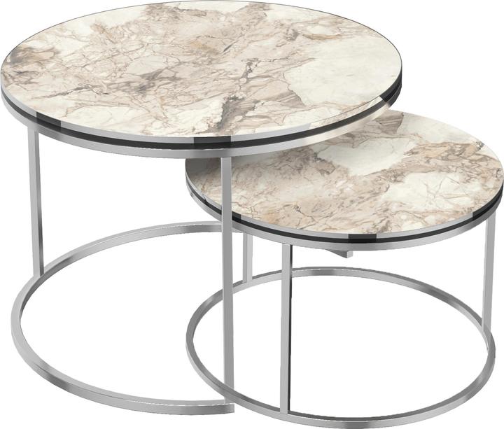 Actual product image En.Casa Coffee table set 'Skagen' in a set of 2 marble, white / silver