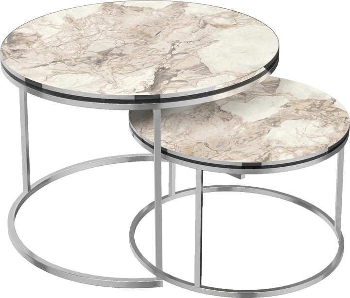 Produktbild En.Casa Couchtischset ’Skagen’ im 2er Set Marmor, weiss / Silber