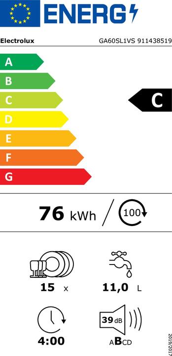 Energy Label Electrolux GA60SL1VS