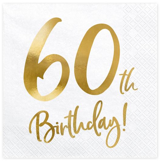 Partydeco, Tovaglioli, 60 Jahre (20 x, 33 x 33 cm)