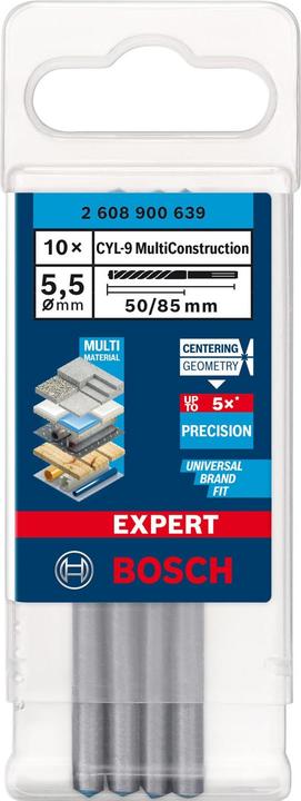 Produktbild Bosch Professional Zubehör EXPERT CYL-9 MultiConstruction Bohrer 5,5 x 50 x 85 mm, 10-teilig (5,5 mm)