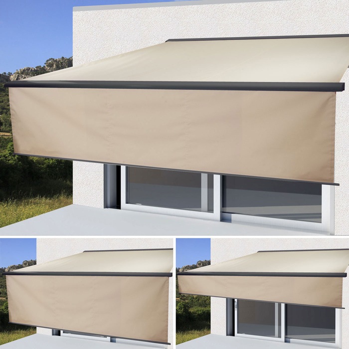 Produktbild Mendler Elektrische Vollkassetten-Markise, 4x3m ausfahrbarer Volant, Polyester Creme, anthrazit - 27198 (4 m)