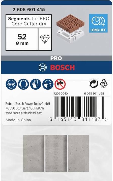 Actual product image Bosch Professional Accessories 2608601415 2608601415 Segments for dry core bits 3 pcs. (52 mm)