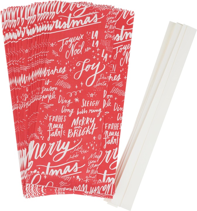 Produktbild Rico Design Papiertüten Sterne-Set "Merry Christmas", gross, Rot