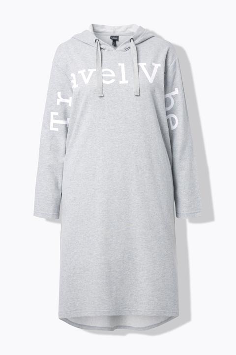 Image du produit Ulla Popken Robe midi en molleton, message format XL, capuche et manches longues (60)