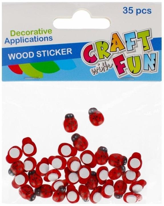 Image du produit Craft with Fun Selbstklebende Marienkäfer aus Holz 13mm 35St