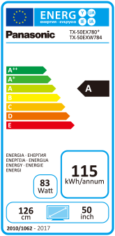 Label énergétique Panasonic Tx-50exw784 (50", LCD, 4K, 2017)