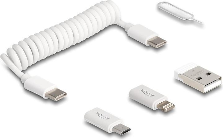 Immagine prodotto Delock 5 in 1 Cavo USB per dati e ricarica e adattatore PD 3.0 60 W bianco (0.10 m, USB 2.0, 60 W)