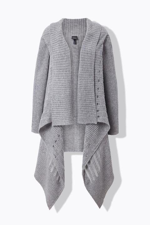 Actual product image Ulla Popken Lightly Distressed Oversized Open Shape Cardigan (58, 60, 62)