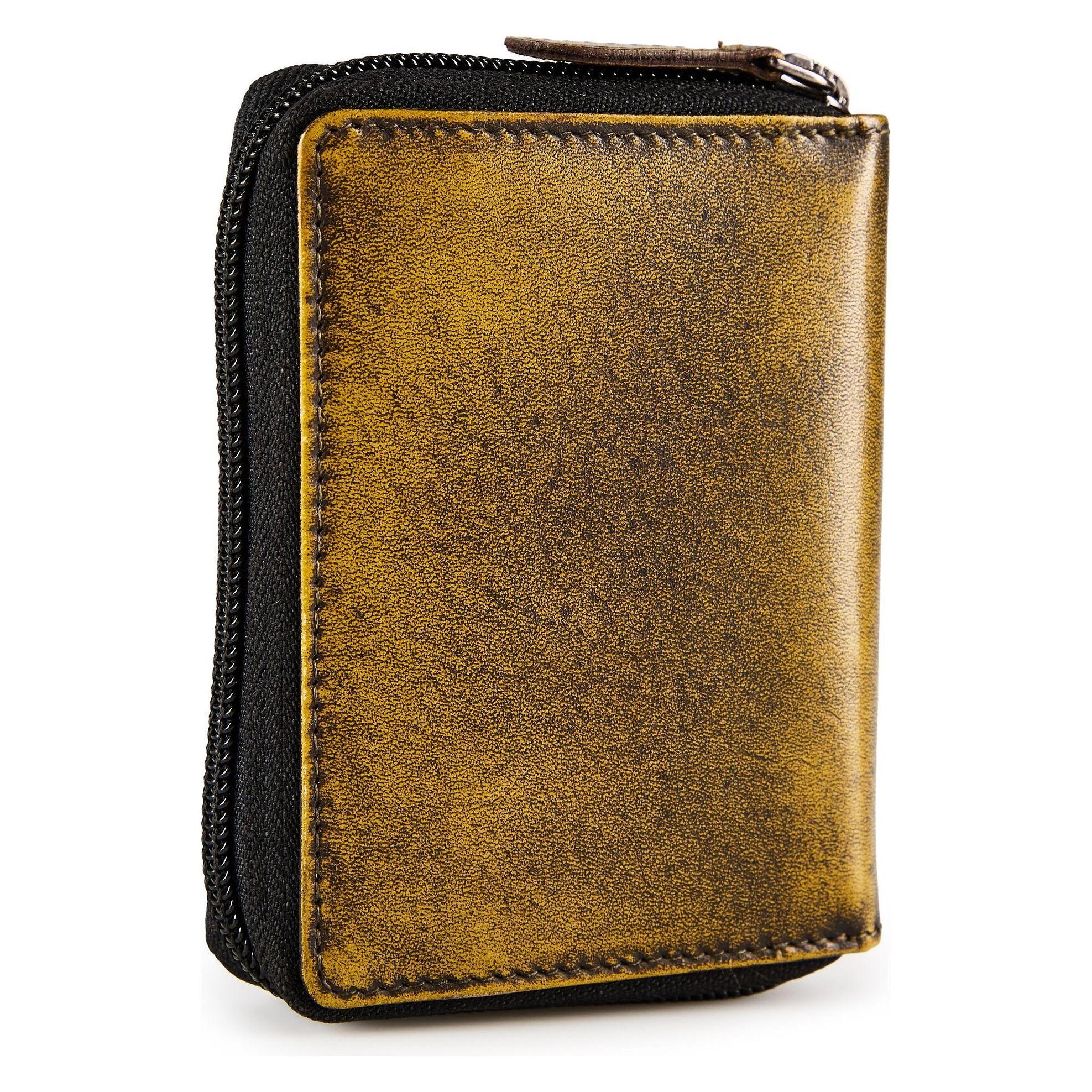 Greenburry, Damen, Portemonnaie, Destressed Geldbörse Rfid Schutz Leder 10.5 Cm, Braun