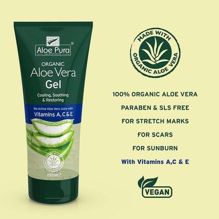 Produktbild Aloe Pura Organic Aloe Vera Gel with Vitamins A C and E 200ml (200 ml)