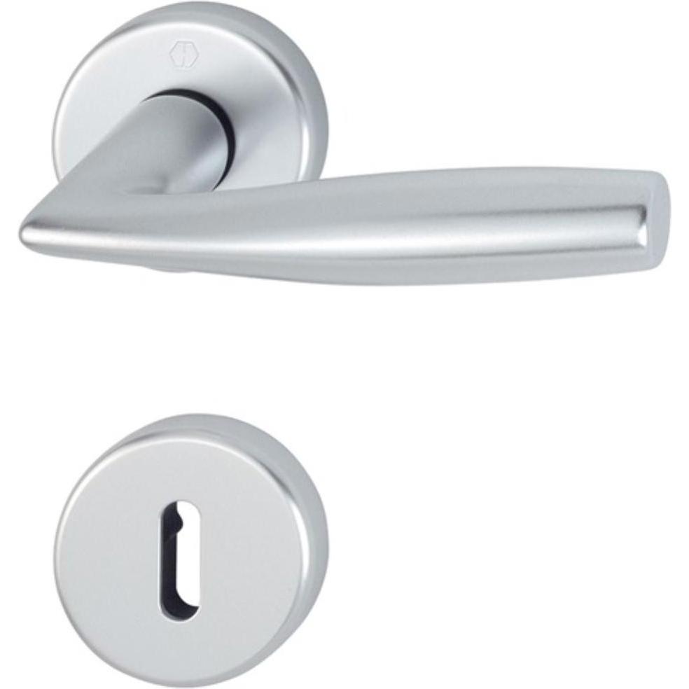 Hoppe, Türgriff + Fenstergriff, Rosettengarnitur Vitória 1515/42KV/42KVS Aluminium F1 rund OB DIN links / rechts D/D (Tü...