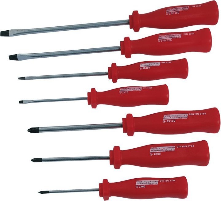 Mannesmann Screwdriver set, 7 pcs. (Slotted screws, Cross recess)