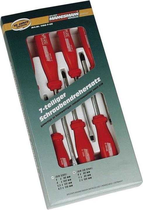 Actual product image Mannesmann Screwdriver set, 7 pcs. (Slotted screws, Cross recess)