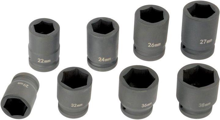 Actual product image Mannesmann Power socket set 3/4" 8 pcs. in box (32 mm, 24 mm, 22 mm, 27 mm, 26 mm, 38 mm, 29 mm, 36 mm)