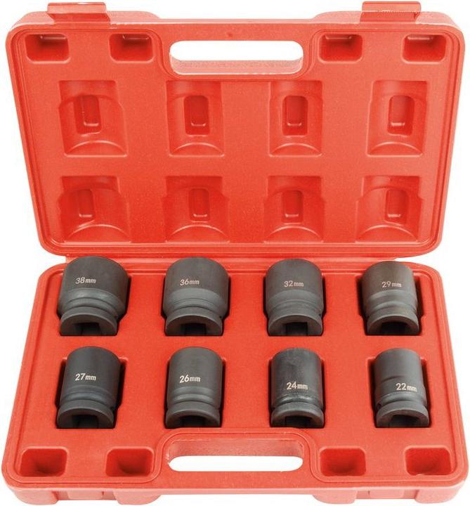Actual product image Mannesmann Power socket set 3/4" 8 pcs. in box (32 mm, 24 mm, 22 mm, 27 mm, 26 mm, 38 mm, 29 mm, 36 mm)