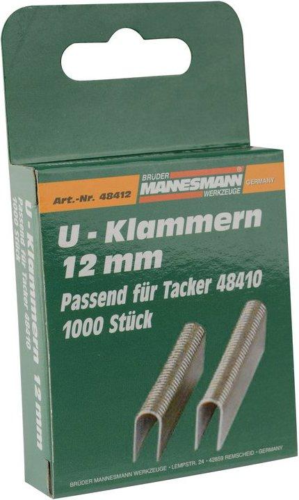 Mannesmann Agrafes de rechange 12 mm en forme de U, pour agrafeuse 48410