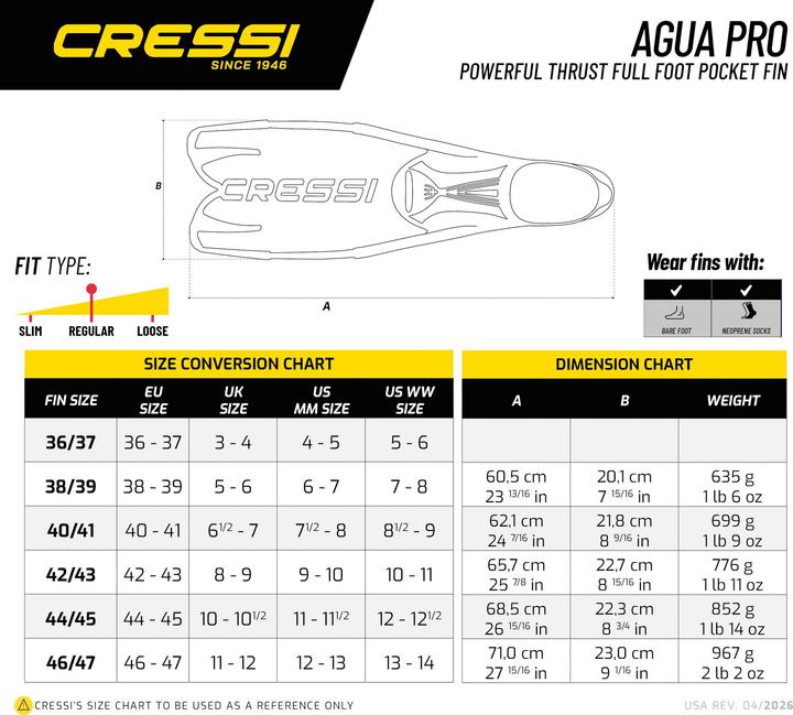 Actual product image Cressi Agua Pro Fins (44 - 45)