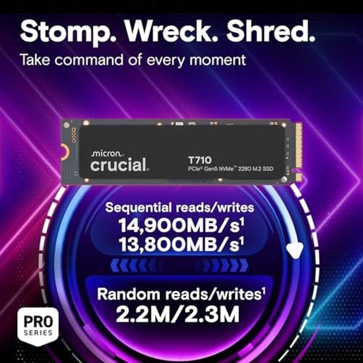Produktbild Crucial 1TB M.2 PCIe NVMe T710 14900/13700 incl. Softwar (1000 GB, M.2 2280)