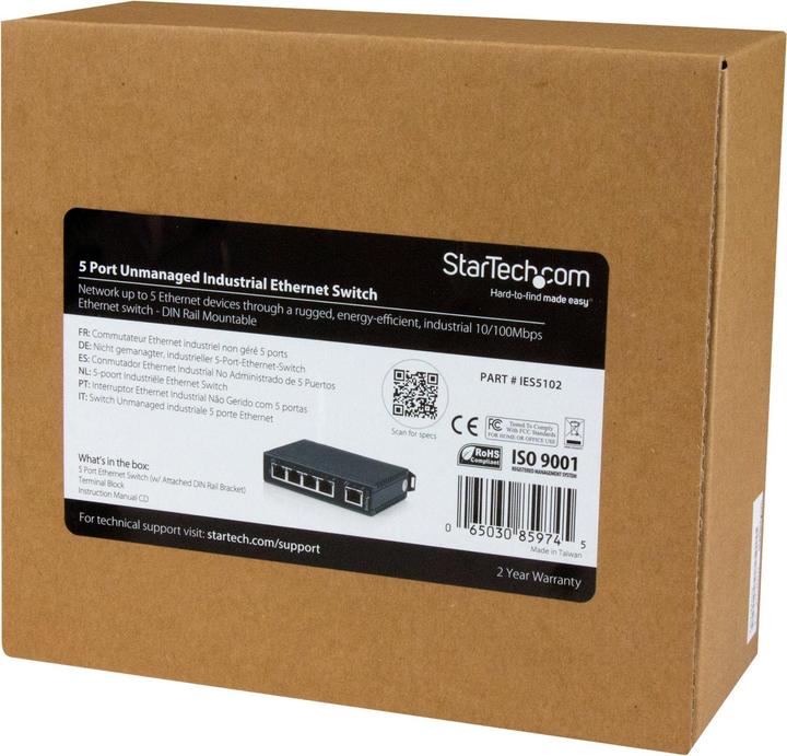 Actual product image StarTech Industrial 5 Port Fast Ethernet Switch (5 ports)