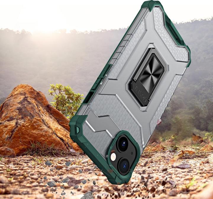 Actual product image Hurtel Crystal Ring Case Kickstand Tough Rugged Cover for iPhone 13 green (Apple iPhone 13)