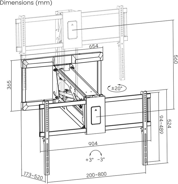 Actual product image myWall For screen sizes 43" - 90" (109 - 229 cm), load up to 50 kg, with wireless remote control and Tuya (Wall, 50 kg, 43" - 90")