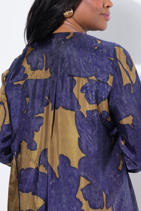 Produktbild Ulla Popken Cuprokleid, Blüten, A-Linie, V-Ausschnitt, Langarm (50, 52)