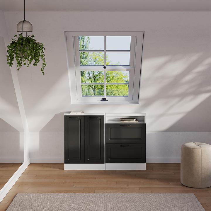 Produktbild Vichy Dachschrägenschrank Rion, Weiss/Anthrazit Landhaus, mit 2 Schubladen (46 x 60 x 81.60 cm)