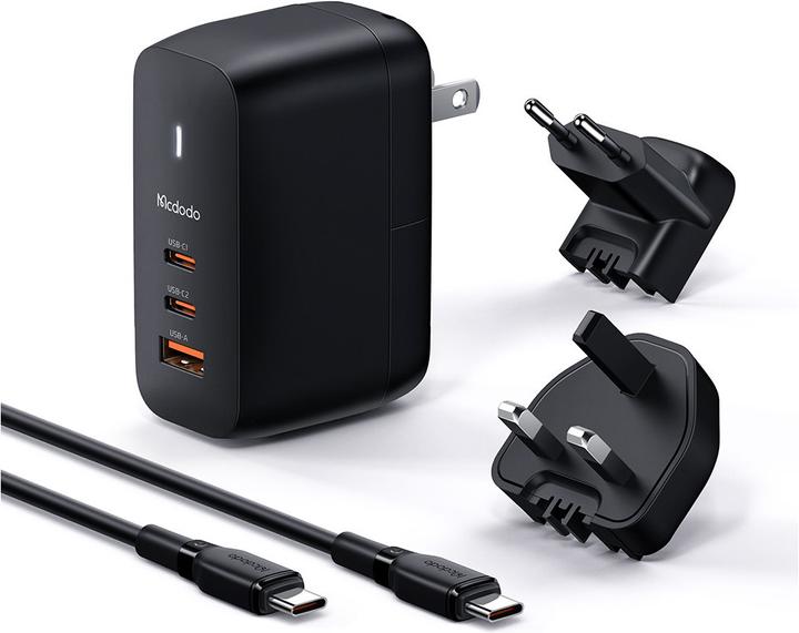 Produktbild Mcdodo 65W Ladegrät inkl. Ladekabel 60W Typ-C zu Typ-C (EU/UK/US) Reddot Winner 2021 - Schwarz (65 W, 1 Port)