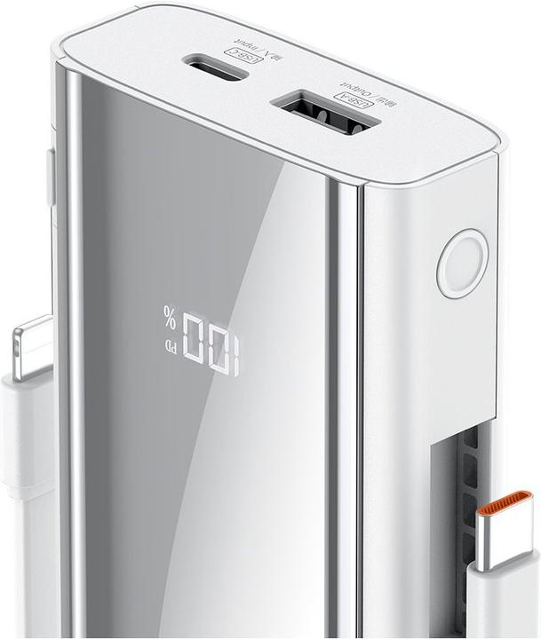 Produktbild Mcdodo Powerbank 22.5W 10000mAh inkl. Ladekabel Lightning und Typ-C - Weiss (10000 mAh, 22.50 W)