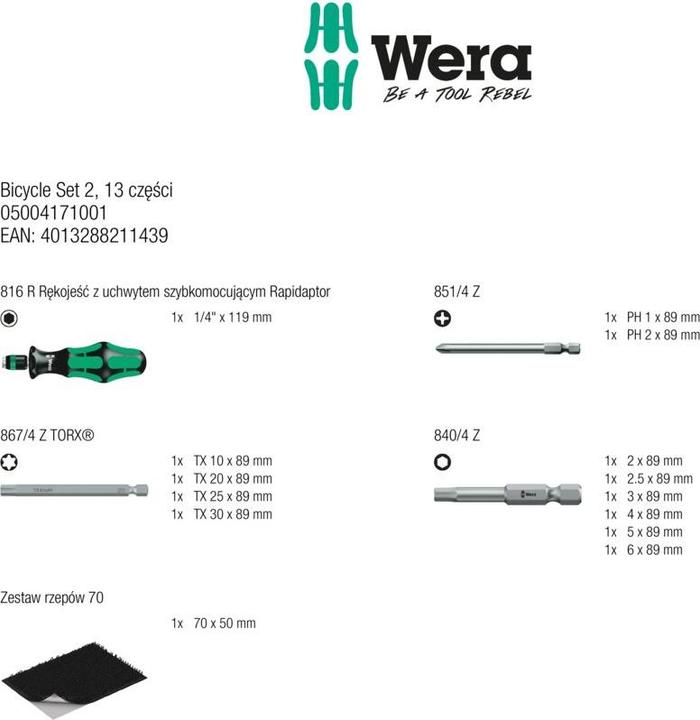 Energie-Label Wera Bicycle Set 2 (Kreuz Phillips PH)