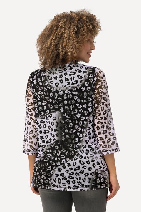 Immagine prodotto Ulla Popken Maglia dal taglio svasato in mesh con collo alto e maniche a 3/4 (46, 48)