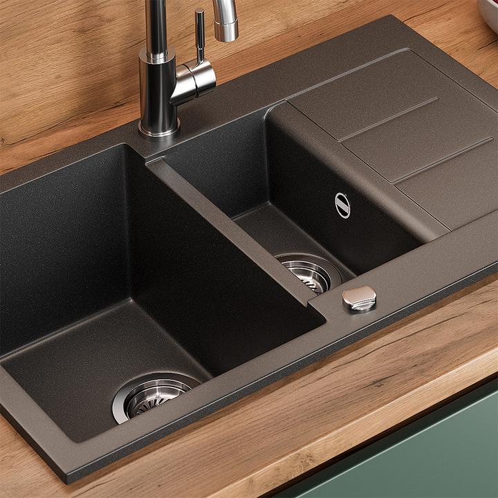 Produktbild Bergström Seattle mit 2 Spülbecken & Trockenplatz (Einbauspüle mit Abtropffläche, 50 cm, 80 cm)